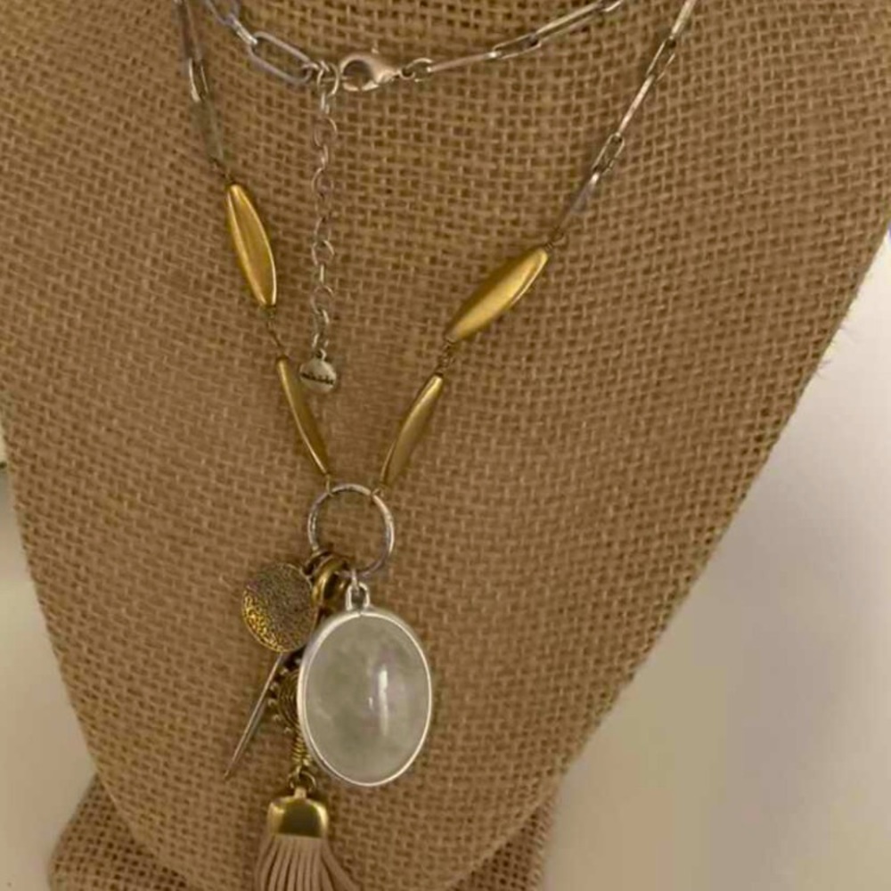 COPY - Stella & Dot mixed metal long necklace with charms